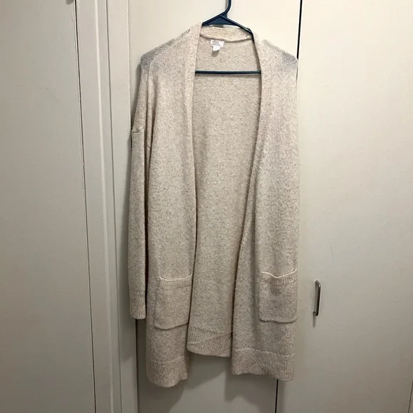 Cream colored extra long cardigan - Main Image